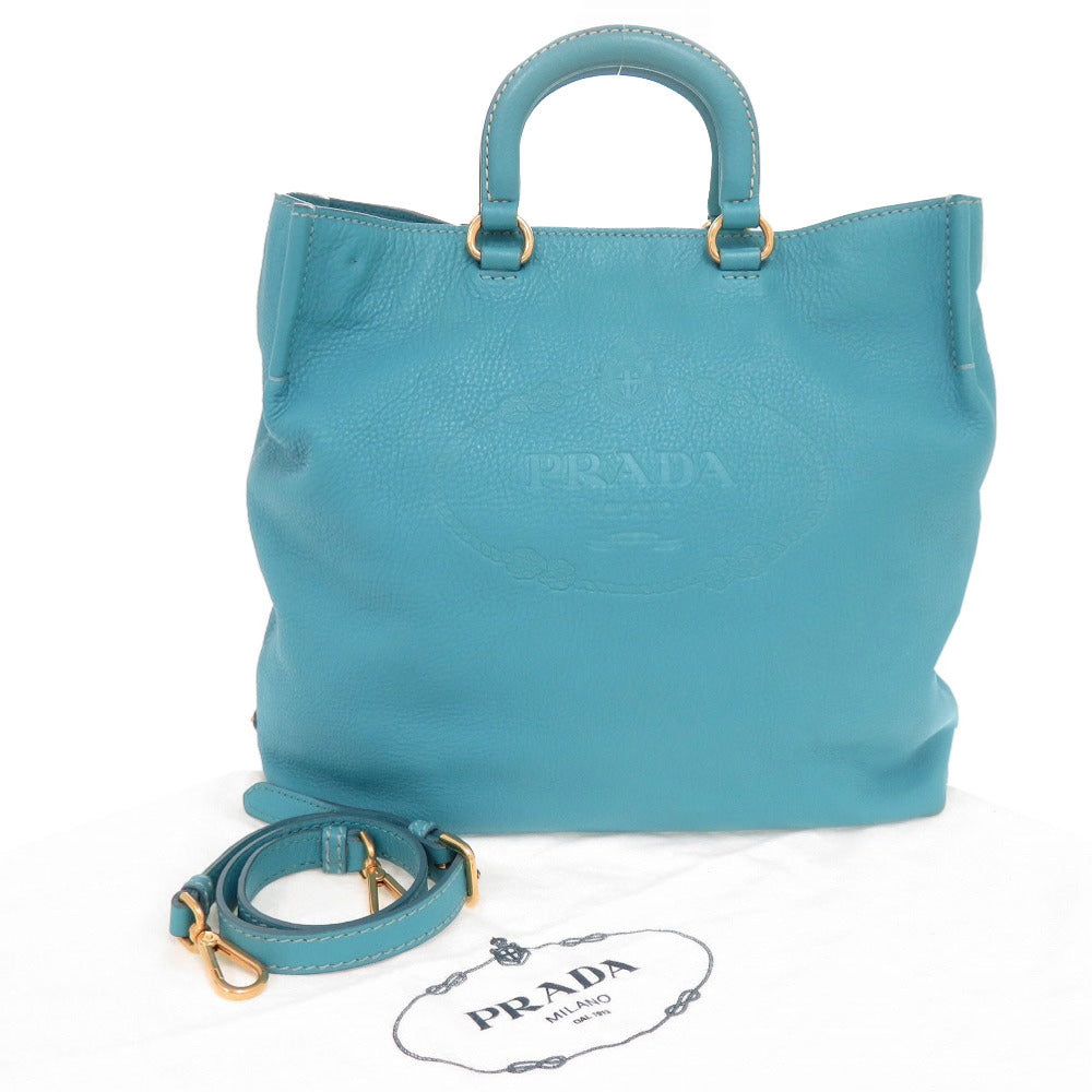 プラダ BR4617 レザー ブルー系 2WAY トートバッグ ショルダーバッグ 0099【中古】PRADA