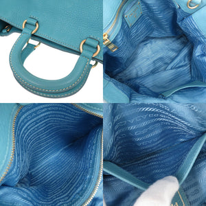 プラダ BR4617 レザー ブルー系 2WAY トートバッグ ショルダーバッグ 0099【中古】PRADA