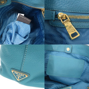プラダ BR4617 レザー ブルー系 2WAY トートバッグ ショルダーバッグ 0099【中古】PRADA