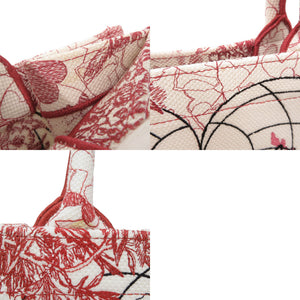 美品 クリスチャンディオール ブックトート ミディアム キャンバス レッド ホワイト トートバッグ 0104【中古】Christian Dior