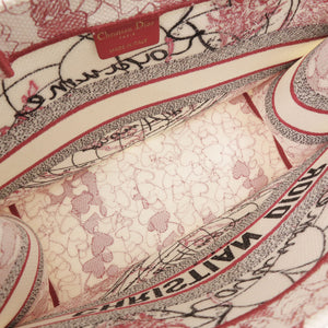 美品 クリスチャンディオール ブックトート ミディアム キャンバス レッド ホワイト トートバッグ 0104【中古】Christian Dior