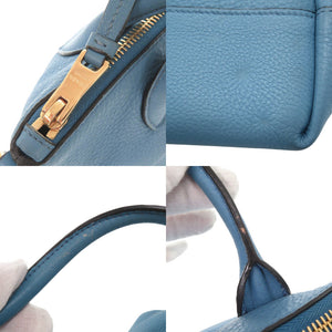 美品 プラダ 1BA111 レザー ブルー 2WAY ハンドバッグ ショルダーバッグ 青 0105【中古】PRADA