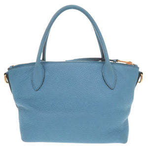 美品 プラダ 1BA111 レザー ブルー 2WAY ハンドバッグ ショルダーバッグ 青 0105【中古】PRADA