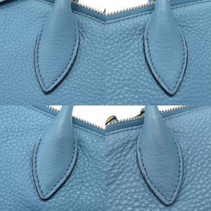 美品 プラダ 1BA111 レザー ブルー 2WAY ハンドバッグ ショルダーバッグ 青 0105【中古】PRADA