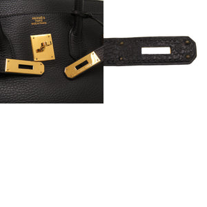 美品 エルメス バーキン35 アルデンヌ ブラック ゴールド金具 □G刻印 ハンドバッグ 黒 0122 【中古】 HERMES