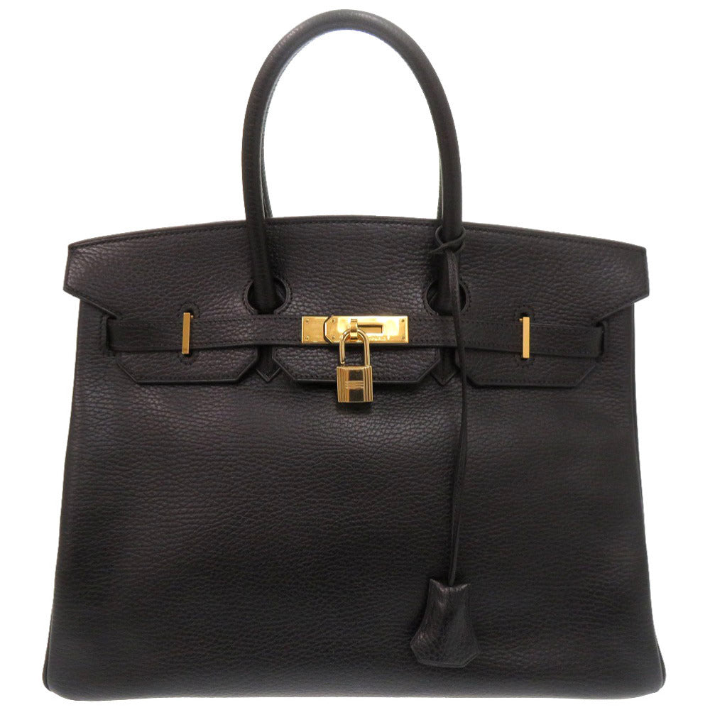美品 エルメス バーキン35 アルデンヌ ブラック ゴールド金具 □G刻印 ハンドバッグ 黒 0122 【中古】 HERMES