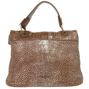 ブルガリ レオーニ 31649 レザー ブラウン/シルバー ハンドバッグ 茶 0128【中古】BVLGARI