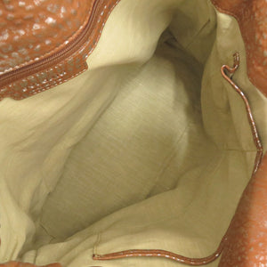 ブルガリ レオーニ 31649 レザー ブラウン/シルバー ハンドバッグ 茶 0128【中古】BVLGARI