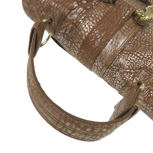 ブルガリ レオーニ 31649 レザー ブラウン/シルバー ハンドバッグ 茶 0128【中古】BVLGARI