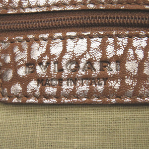 ブルガリ レオーニ 31649 レザー ブラウン/シルバー ハンドバッグ 茶 0128【中古】BVLGARI