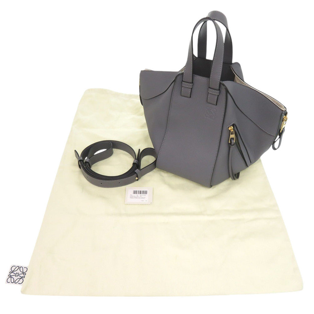 新品同様 ロエベ 2WAY HAMMOCK SMALL A538S35X51 レザー グレー ハンドバッグ 0134【中古】LOEWE