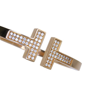 新品同様 ティファニー Tスクエア K18PG ローズゴールド ダイヤモンド ラージ ブレスレット バングル 750 ピンクゴールド/ダイヤモンド ジュエリー 0169【中古】TIFFANY&Co. レディース