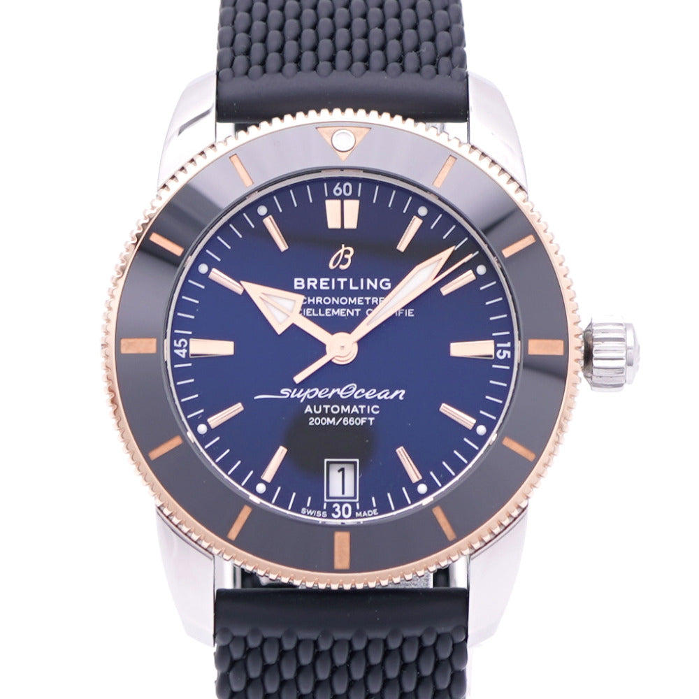 新品同様 ブライトリング スーパーオーシャン ヘリテージ B20 UB2010 自動巻き 腕時計 SS/ラバー/PG ブラック 黒文字盤 0174【中古】BREITLING メンズ