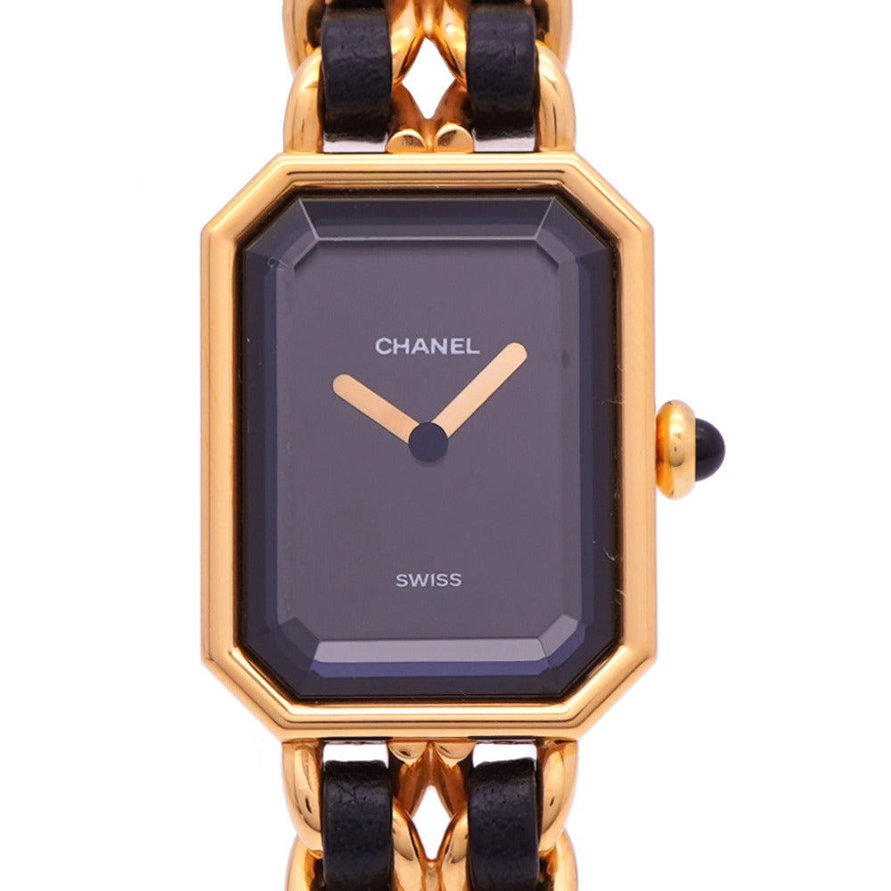 美品 シャネル
 クオーツ プルミエール H0001 腕時計
 GP/レザー ブラック 0175
【中古】CHANEL レディース