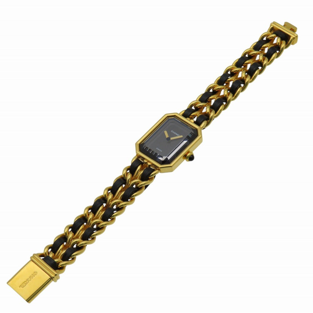 美品 シャネル
 クオーツ プルミエール H0001 腕時計
 GP/レザー ブラック 0175
【中古】CHANEL レディース