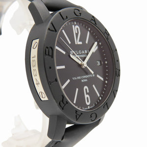 新品同様 ブルガリ ブルガリブルガリ カーボン BB40CL 自動巻き 腕時計 カーボン/レザー ブラック 黒文字盤 0176【中古】BVLGARI メンズ