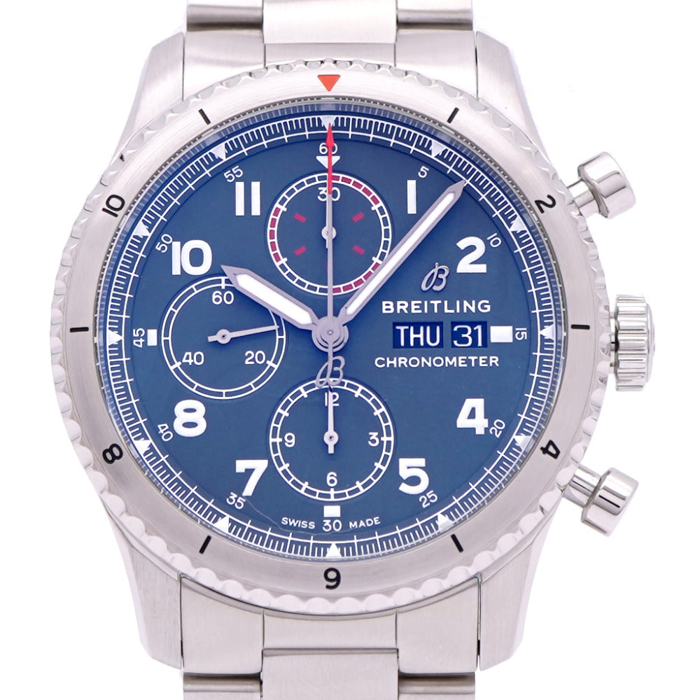 新品同様 ブライトリング アビエーター8 クロノグラフ43 A13316 自動巻き 腕時計 ステンレススチール グリーン 0181【中古】BREITLING メンズ