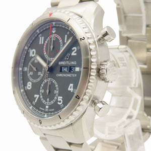 新品同様 ブライトリング アビエーター8 クロノグラフ43 A13316 自動巻き 腕時計 ステンレススチール グリーン 0181【中古】BREITLING メンズ