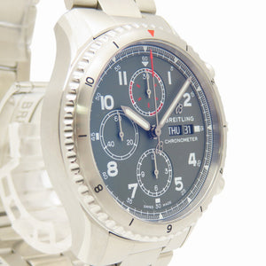新品同様 ブライトリング アビエーター8 クロノグラフ43 A13316 自動巻き 腕時計 ステンレススチール グリーン 0181【中古】BREITLING メンズ