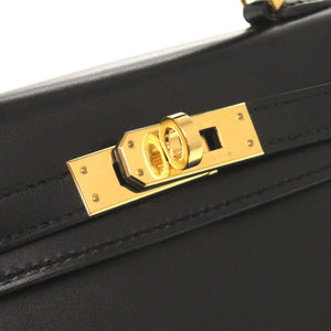 美品 エルメス ミニケリードゥ ボックスカーフ ブラック ゴールド金具 U刻印(2022年製) 2WAY ハンドバッグ 黒 0183 【中古】 HERMES ケリー20 ミニケリー2