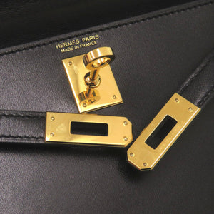 美品 エルメス ミニケリードゥ ボックスカーフ ブラック ゴールド金具 U刻印(2022年製) 2WAY ハンドバッグ 黒 0183 【中古】 HERMES ケリー20 ミニケリー2