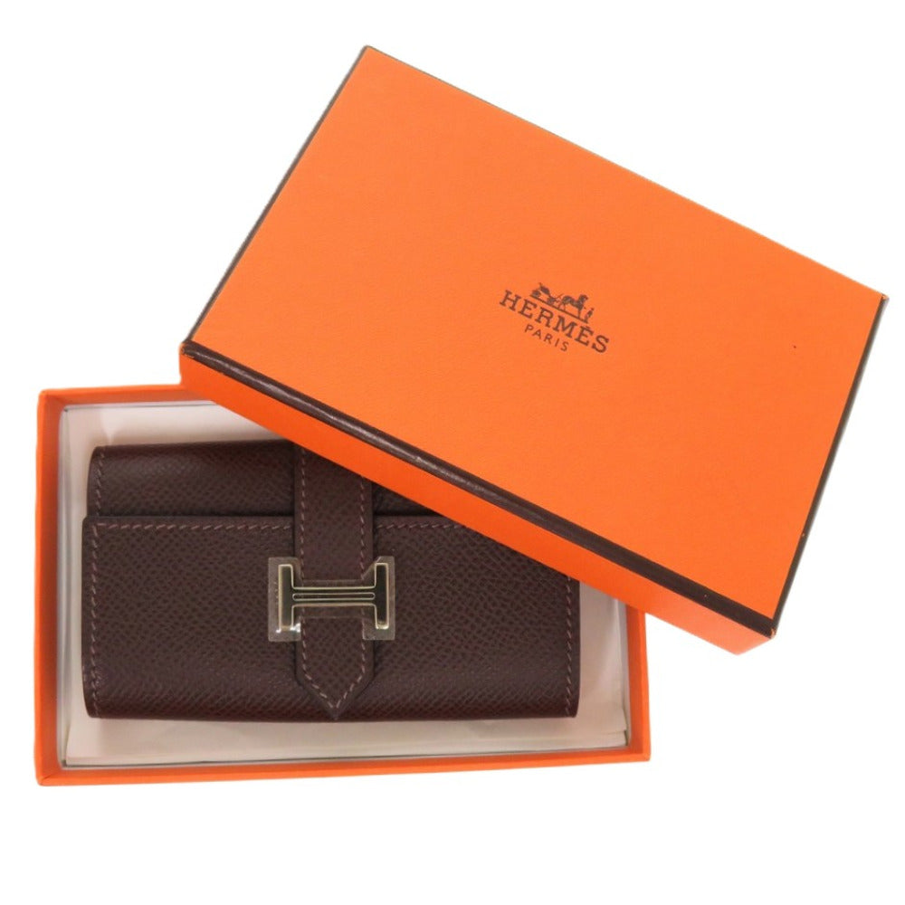 新品同様 エルメス ベアン 4連 ヴォーエプソン ショコラ □K刻印 シルバー金具 茶 キーケース 0196【中古】HERMES