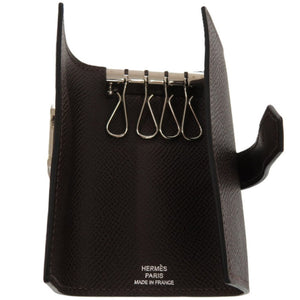 新品同様 エルメス ベアン 4連 ヴォーエプソン ショコラ □K刻印 シルバー金具 茶 キーケース 0196【中古】HERMES