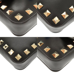 未使用品 ヴァレンティノ ガラヴァーニ ロックスタッズ レザー ブラック ショルダーバッグ 黒 0210【中古】Valentino Garavani