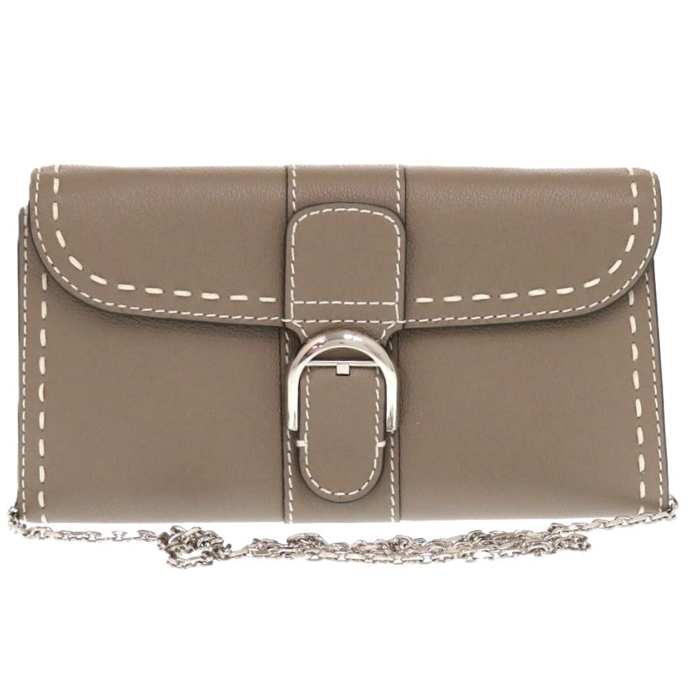 新品同様 デルボー ブリヨンチェーンウォレット AB0476ADW0AKSPA レザー グレージュ カーフ ショルダーバッグ 財布 0217【中古】DELVAUX