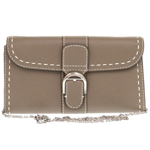 新品同様 デルボー ブリヨンチェーンウォレット AB0476ADW0AKSPA レザー グレージュ カーフ ショルダーバッグ 財布 0217【中古】DELVAUX