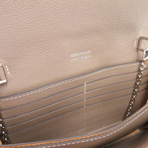 新品同様 デルボー ブリヨンチェーンウォレット AB0476ADW0AKSPA レザー グレージュ カーフ ショルダーバッグ 財布 0217【中古】DELVAUX