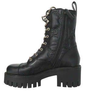 新品同様 グッチ ショートブーツ GG 厚底 ラバーソール 718386 レザー ブラック 0255【中古】GUCCI