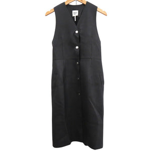 新品同様 エルメス ロングジレ 鹿革 ベスト ディアスキン ブラック 0260【中古】HERMES