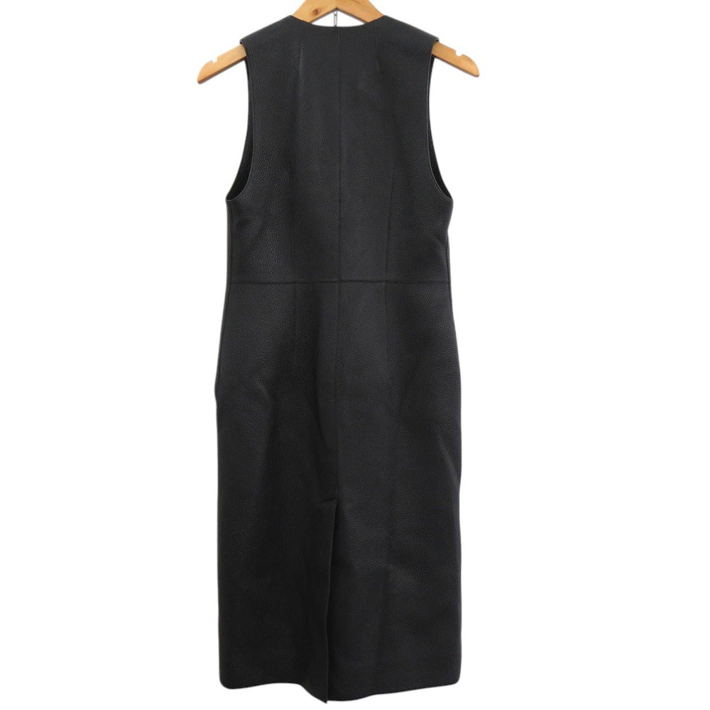 新品同様 エルメス ロングジレ 鹿革 ベスト ディアスキン ブラック 0260【中古】HERMES