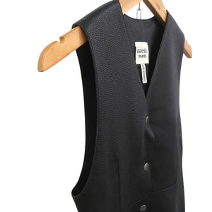 新品同様 エルメス ロングジレ 鹿革 ベスト ディアスキン ブラック 0260【中古】HERMES