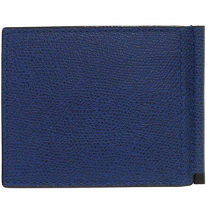 新品同様 ヴァレクストラ マネークリップ レザー ブルー カードケース 二つ折り財布 青 0266【中古】Valextra