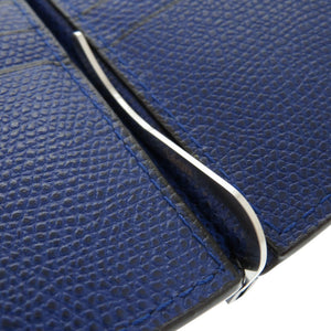 新品同様 ヴァレクストラ マネークリップ レザー ブルー カードケース 二つ折り財布 青 0266【中古】Valextra