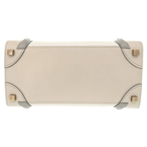 セリーヌ ラゲージ マイクロ レザー アイボリー ベージュ グレー ハンドバッグ 0272【中古】CELINE