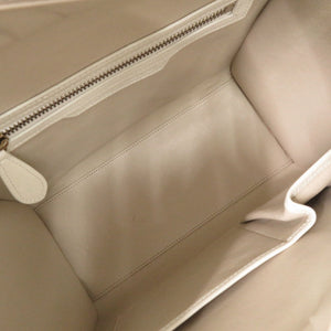 セリーヌ ラゲージ マイクロ レザー アイボリー ベージュ グレー ハンドバッグ 0272【中古】CELINE