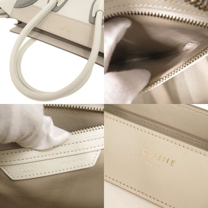 セリーヌ ラゲージ マイクロ レザー アイボリー ベージュ グレー ハンドバッグ 0272【中古】CELINE