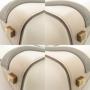 セリーヌ ラゲージ マイクロ レザー アイボリー ベージュ グレー ハンドバッグ 0272【中古】CELINE