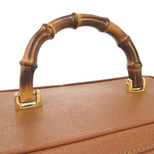 美品 グッチ バンブー 013 122 2491 レザー ブラウン 2WAY バニティバッグ 茶 0277【中古】GUCCI