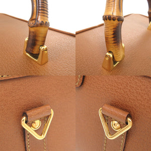 美品 グッチ バンブー 013 122 2491 レザー ブラウン 2WAY バニティバッグ 茶 0277【中古】GUCCI