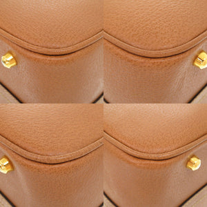 美品 グッチ バンブー 013 122 2491 レザー ブラウン 2WAY バニティバッグ 茶 0277【中古】GUCCI