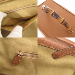 美品 グッチ バンブー 013 122 2491 レザー ブラウン 2WAY バニティバッグ 茶 0277【中古】GUCCI