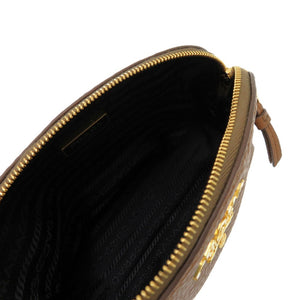 美品 プラダ コスメポーチ レザー/レザー ブラウン 茶 ポーチ バッグ 0320【中古】PRADA