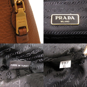 美品 プラダ コスメポーチ レザー/レザー ブラウン 茶 ポーチ バッグ 0320【中古】PRADA