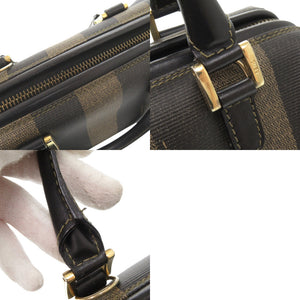 美品 フェンディ ペカン PVC レザー ブラウン系 ブラック ミニ ハンドバッグ ボストンバッグ 0343【中古】FENDI