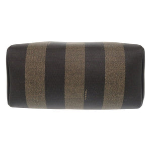 美品 フェンディ ペカン PVC レザー ブラウン系 ブラック ミニ ハンドバッグ ボストンバッグ 0343【中古】FENDI