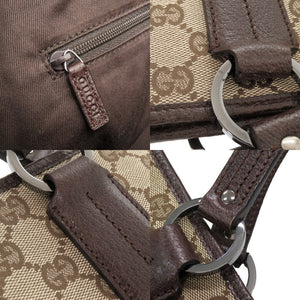 グッチ 113019 GGキャンバス レザー ベージュ ブラウン トートバッグ ハンドバッグ 0351【中古】GUCCI